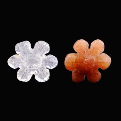 Pair Of Snowflake Carvings In Quartz & Strawberry Quartz.   SP16416POL 