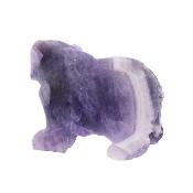 Highly Detailed Carving Of A Grizzly  Bear In Chevron Amethyst.   SP17049.