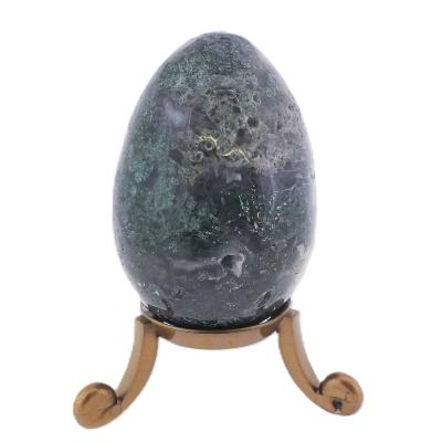 Gemstone Egg In Green Moss Agate.   SP17116POL