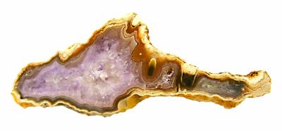 AGATE WITH AMETHYST GEODE SLICE SPECIMEN.   SP9918POL