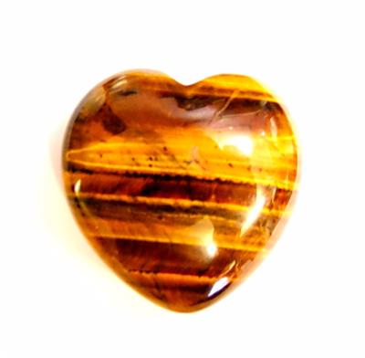 GOLD TIGERSEYE LARGE PUFF HEART.   SPR10507POL