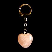 MINI PUFF HEART KEY RING IN ROSE QUARTZ.   SPR13597POL