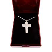 BOXED GEMSTONE CROSS PENDANT IN ROSE QUARTZ.   SPR14647PEND