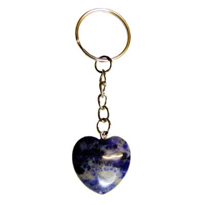 Mini Puff Heart Gemstone Keyring in Sodalite.   SPR16445POL