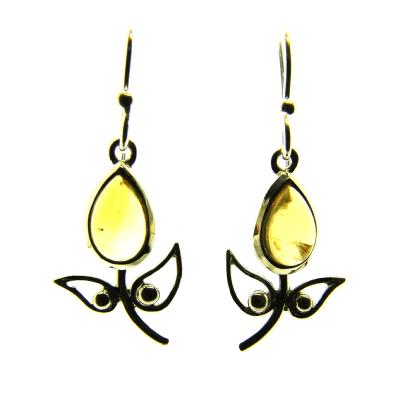 925 Silver Pendant Style Earrings Featuring Citrine.   21821CIT