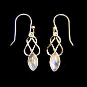 925 Silver Pendant Style Earrings with Rainbow Moonstone Gemstones.   22464M