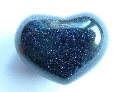 BLUE GOLDSTONE MINI PUFF HEART.   HRT25BG