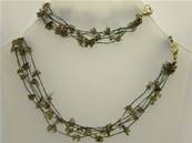 SMOKEY QUARTZ THREADED GEM CHIP 18" NECKLACE & 7" BRACELET TWO PIECE SET. SPR1010