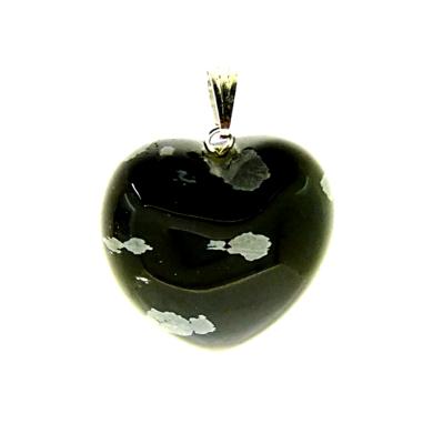 SNOW FLAKE OBSIDIAN MINI PUFF HEART PENDANT.   SPR13161PEND