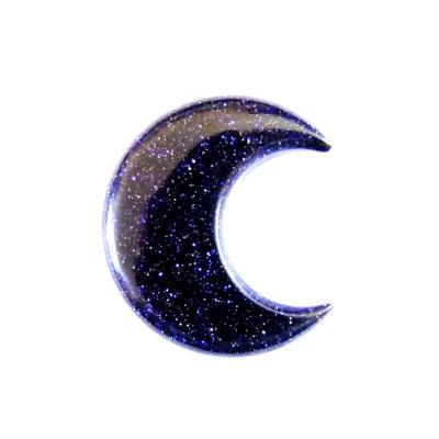 GEMSTONE CRESCENT MOON CARVING IN BLUE GOLDSTONE.    SPR14071POL