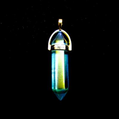 AQUA AURA QUARTZ DOUBLE TERMINATED HEALING POINT PENDANT.   SPR14219PEND