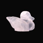 Gemstone Duck Carving in Rose Quartz.   SPR15180POL