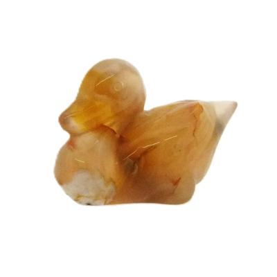 Gemstone Duck Carving in Flower Agate.   SPR15185POL