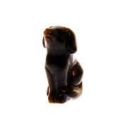 Gemstone Sitting Dog Figure carved in Tigerseye.   SPR15329POL