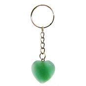 Mini Puff Heart Gemstone Keyring In Green Aventurine.   SPR16435POL