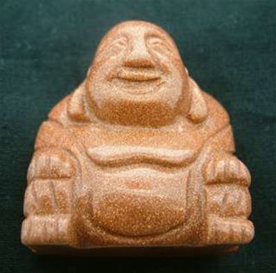 BROWN GOLDSTONE BUDDA CARVING. SPR4007POL