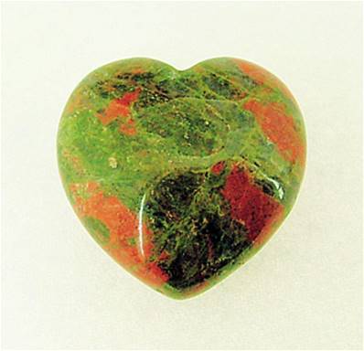 UNAKITE MINI PUFF HEART.   SPR7409POL