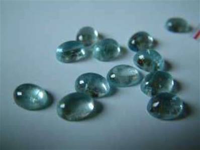 AQUAMARINE DOME POLISHED OVAL CABOCHONS.    CABAQUA810