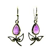 925 Silver Pendant Style Earrings Featuring Amethyst.   21821AM