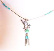 NATIVE AMERICAN SILVER WITH TURQUOISE PENDANT NECKLACE. 483N