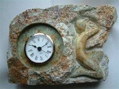 SOAPSTONE CLOCK. 16.5 X 23.5CM. CLOCK01