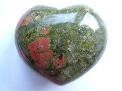 UNAKITE LARGE GEMSTONE HEARTS.   HRTUNA