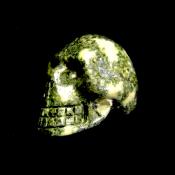 SKULL CARVING IN PRESELI BLUE STONE.   SP12856POL