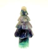 GEMSTONE CHRISTMAS TREE CARVING IN FLUORITE.   SP12965POL