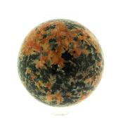 Gemstone Sphere In Orange Calcite With Black Tourmaline.   SP16048POL