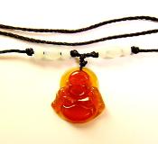 CARNELIAN BUDDHA PENDANT ON A BEADED AJUSTABLE CORD.   SPR13942PEND