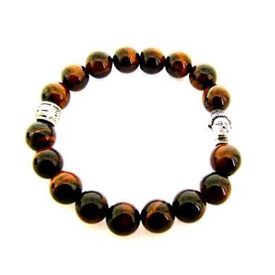 BUDDHA POWER BEAD BRACELET IN RED TIGERSEYE.   SPR14097BR