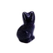 GEMSTONE KITTEN CARVING IN BLUE GOLDSTONE.   SPR14477POL