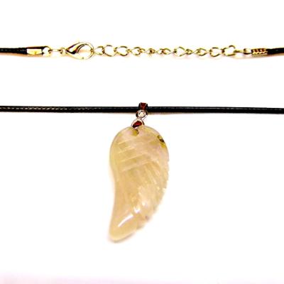 GEMSTONE 'ANGEL WING' PENDANT IN FLOWER AGATE.   SPR14771PEND