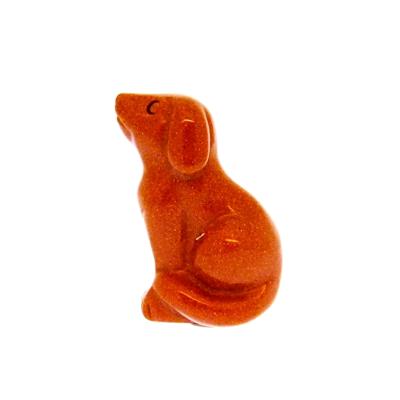 Gemstone Sitting Dog Figure carved in Copper Goldstone.   SPR15330POL