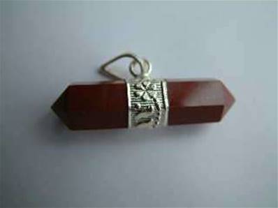 Red Jasper Indian Silver Horizontal Hexagonal pendant. 1169