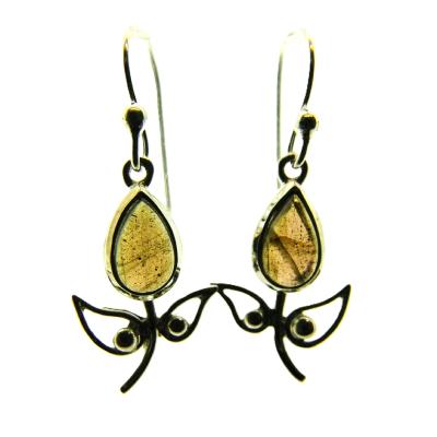 925 Silver Pendant Style Earrings Featuring Labradorite.   21821LAB