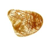 QUARTZ POLISHED PEBBLE SPECIMEN FEATURING RED & GOLDEN RUTILE INCLUSIONS.   SP10815POL