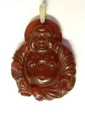 BURNT JADE CARVED BUDDA PENDANT. SP1199PEND