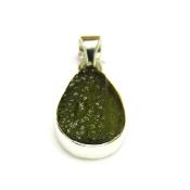 925 Silver Pendant Necklace Featuring A Raw Moldavite Crystal Specimen. SP15981PEND