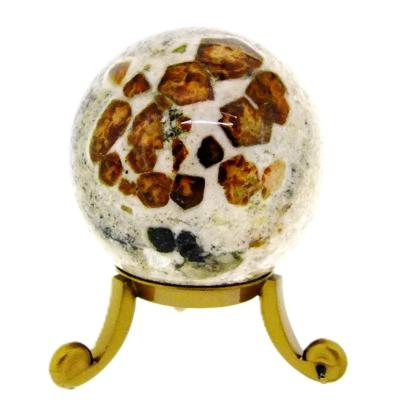 Gemstone Sphere In Garnet With Limestone.   SP16674POL