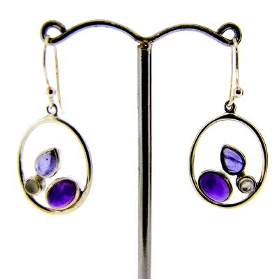 925 Silver Hoop Style Pendant Earrings.   SP16905ER