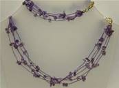 AMETHYST THREADED GEM CHIP 18" NECKLACE & 7" BRACELET TWO PIECE SET. SPR1001