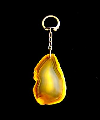 AGATE SLICE BROWN/ TAN COLOURED KEYRING.   SPR12444