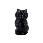 CARVING OF AN OWL IN BLUE BLACK OBSIDIAN.   SPR14471POL