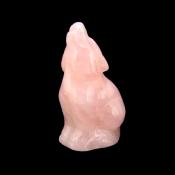 GEMSTONE WOLF CARVING IN ROSE QUARTZ.   SPR14487POL