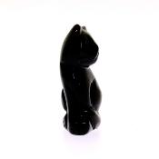 GEMSTONE CAT CARVINGS IN BLACK OBSIDIAN.   SPR14750POL