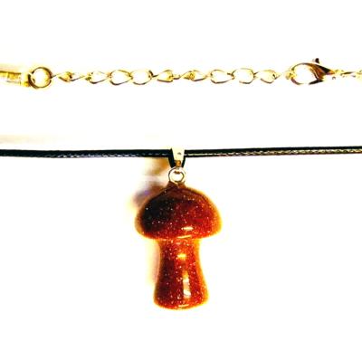 Gemstone Mushroom Pendant in Copper Goldstone.   SPR15377PEND