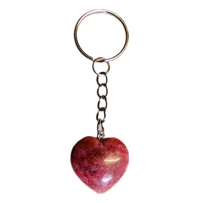 Mini Puff Heart Gemstone Keyring in Rhodonite.   SPR16444POL