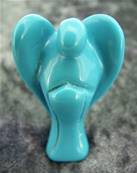 ANGEL CARVING IN RECONSTITUTED TURQUOISE.   SPR3876POL