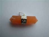 Carnelian Indian Silver Horizontal Hexagonal pendant. 535